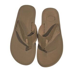 Sanuk Mens Cosmic Seas Mesh Tan Flip Flop Sandals Sz 13